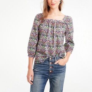 J Crew/Liberty Strawberry Thief Peony Pullover Blouse 4